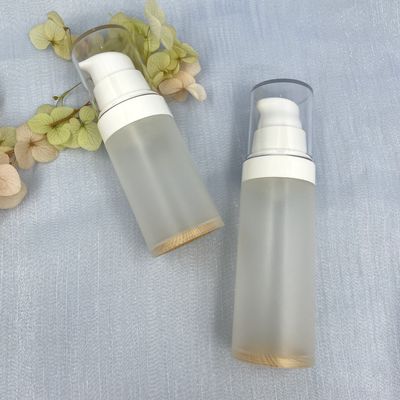 Transparante van de de Flessenpomp 30ml 50ml van pp Houten het Patroonserigrafie Zonder lucht