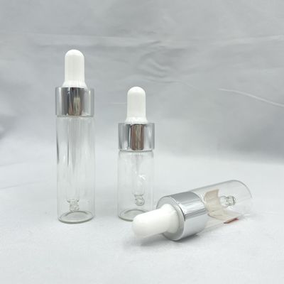 van het Glas de Kosmetische Flessen van 10ml 15ml Rechte Vorm met het Druppelbuisje van de Aluminiumolie