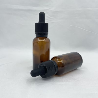 Ondoorzichtige Amber Glass Cosmetic Bottles Dropper-Stamper Duidelijke 30ml met Phototaxis