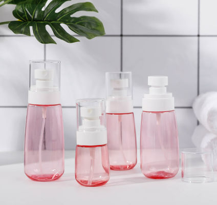 van de de Pompfles van 100ml Petg van de de Verpakkings Fijne Spuitbus de Transparante Roze Enige Witte Gezichts Zachte Aanraking